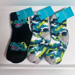 3 Pairs Kids Cozy Grippy Sock Dinosaurs & Camo Shoe Size  4-8.5 West Loop
